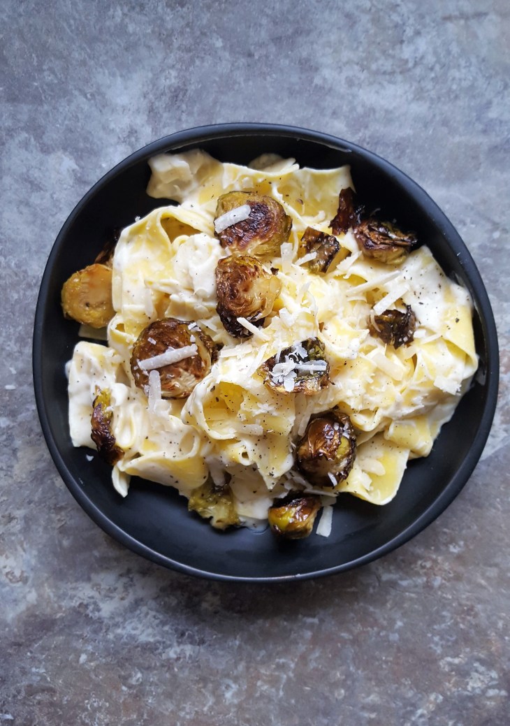 brown butter cauliflower puree on pasta