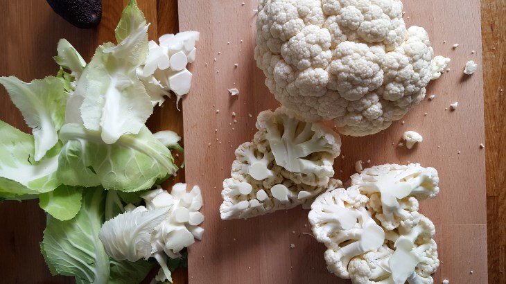 cutting cauliflower